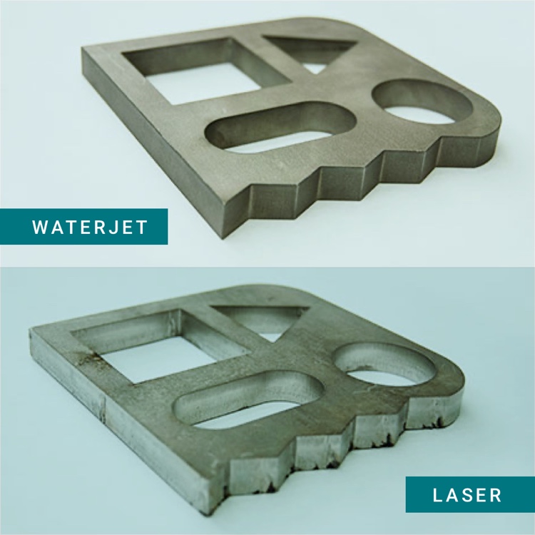 Waterjet vs laser cut example