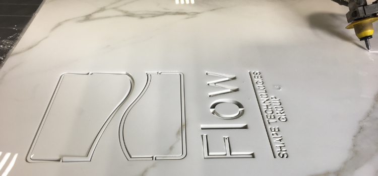 Intricate cutes and angles in countertop by waterjet