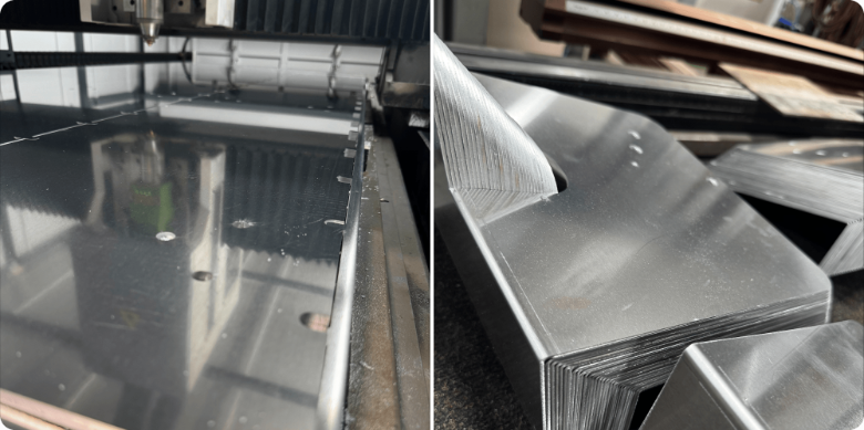 side by side images of parts cut and processed by JQ Enterprises
