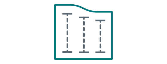 Icon demonstrating various cutting thickness ability of waterjet