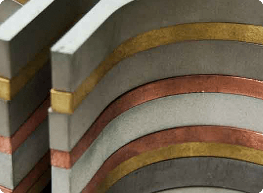 stack of parts cut with straight lines and curves