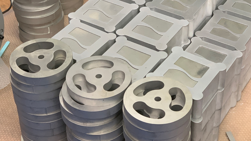 Multiple stacks of thick metal cut parts