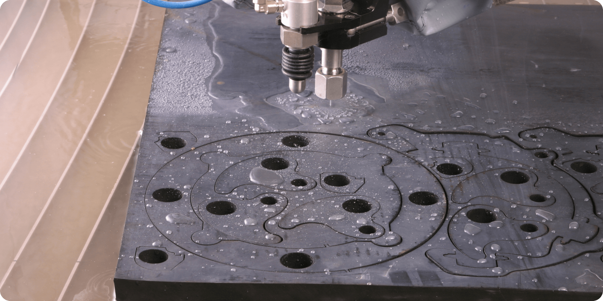 Water-only waterjet cutting foam