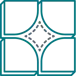 icon of 4 rounded tiles with rounded 4-pointed star inlay